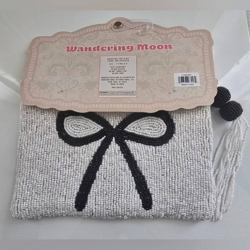 India Beaded Travel Pouch with Bow Design
